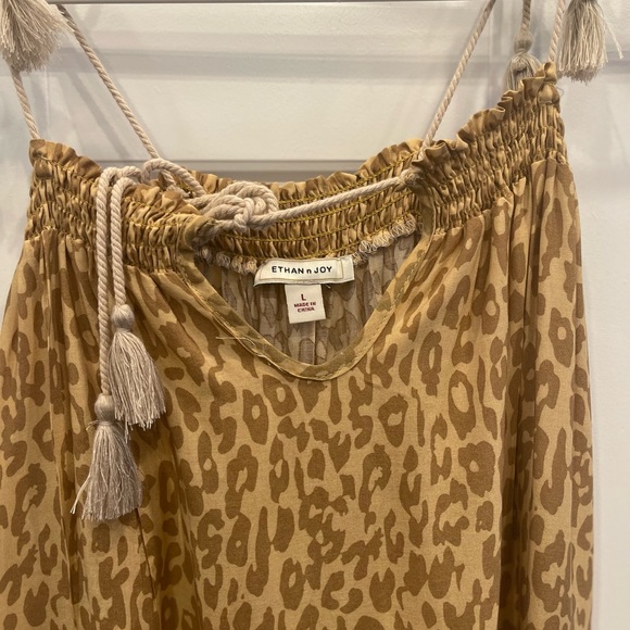 Ethan n Joy Woman’s Tiered Neutral Tone Safari Animal Print Maxi Dress Large - Picture 3 of 12